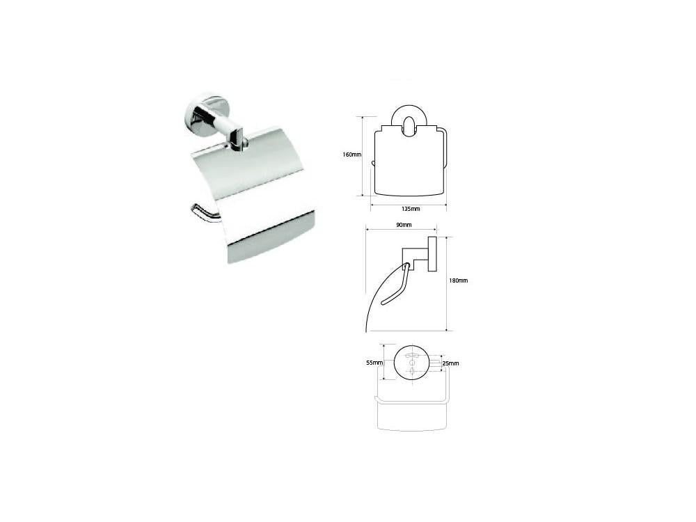 Toilet paper holder with cover MODERN, upper mount, left-handed