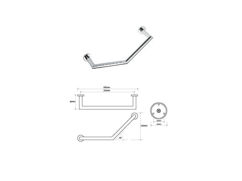 Handle bent sharp MODERN, 400 mm