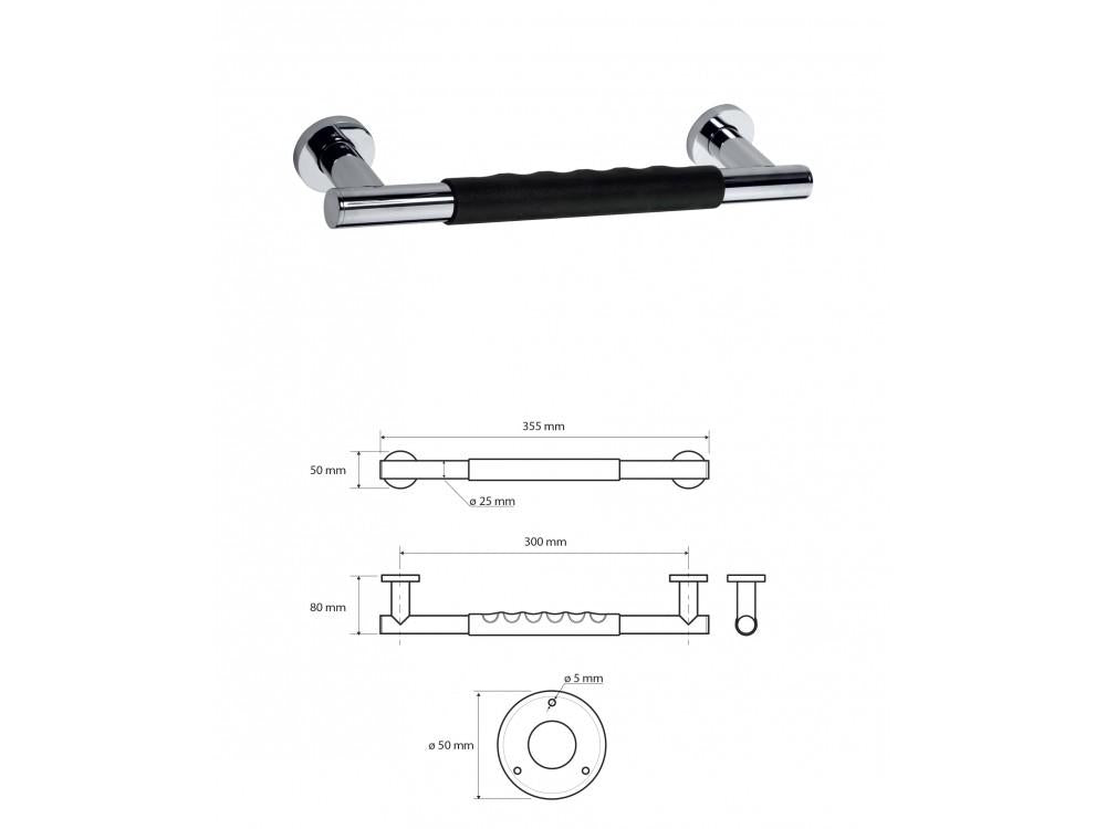Handle with rubber straight MODERN, 300 mm