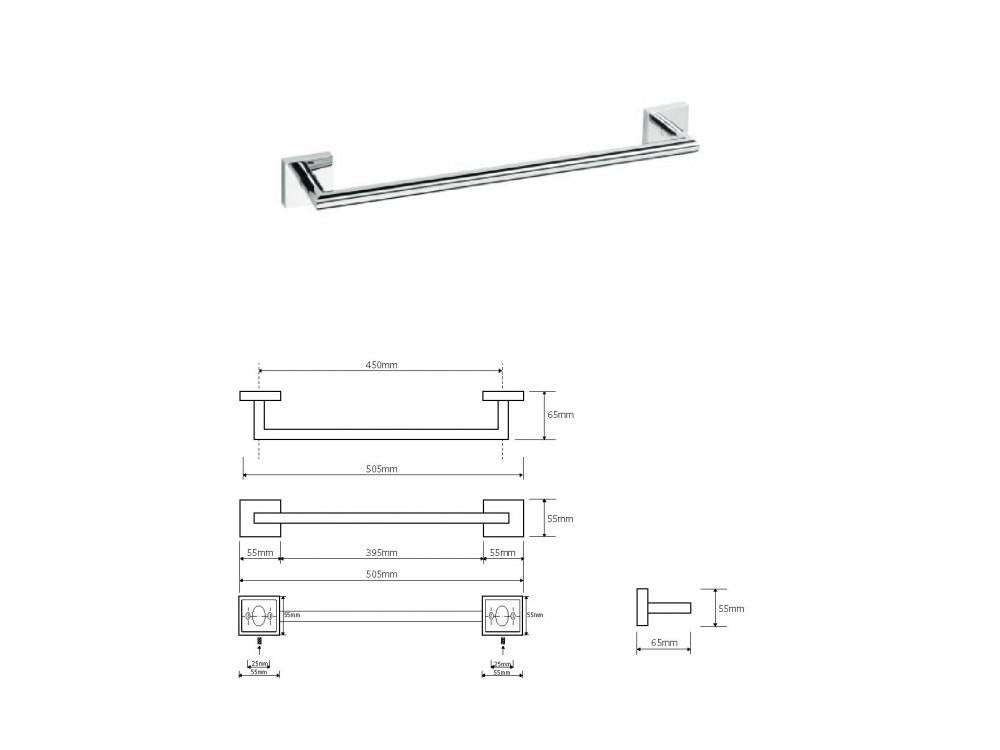 Držák ručníku DESIGN A, 505 mm