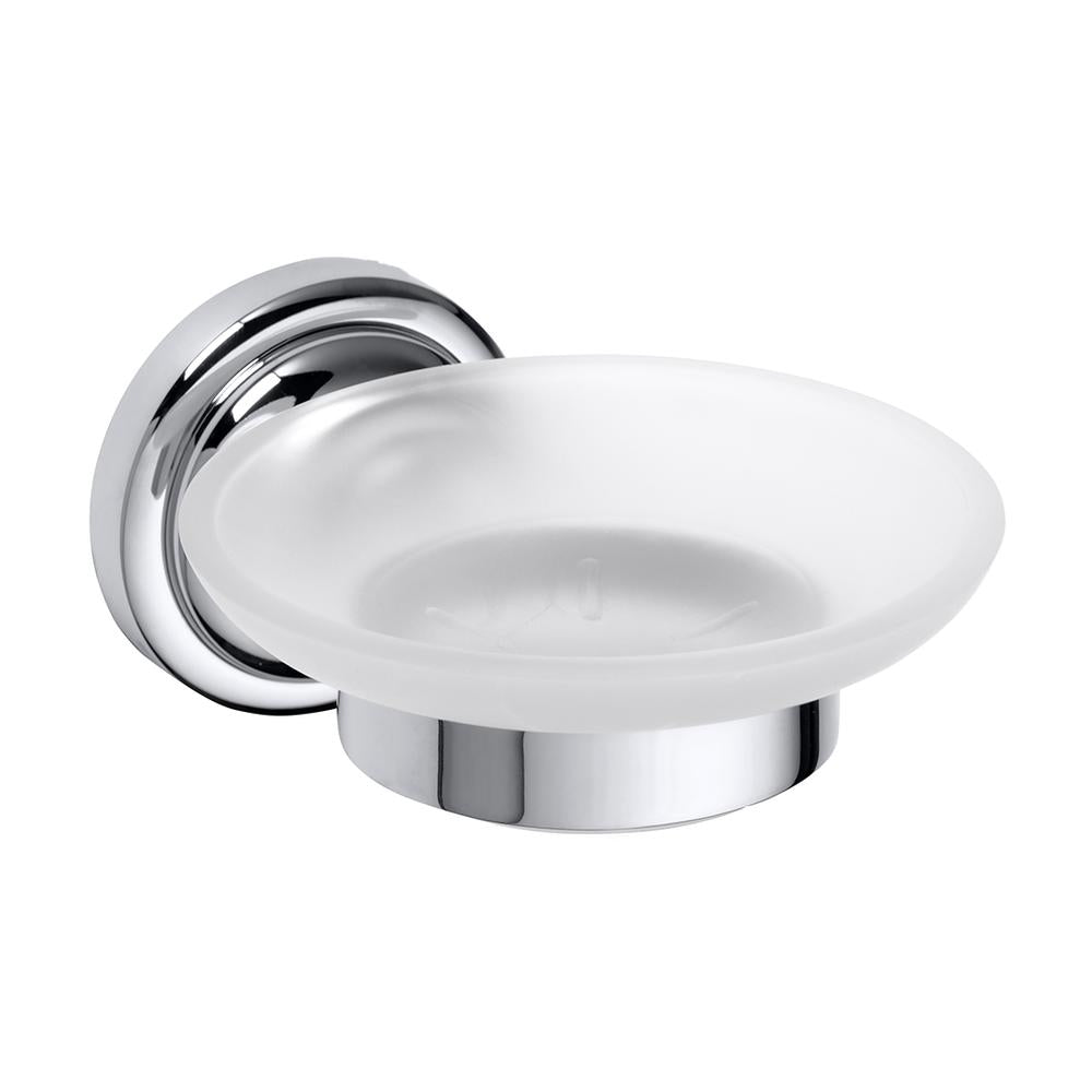 Glass soap dish VINTAGE CHROME