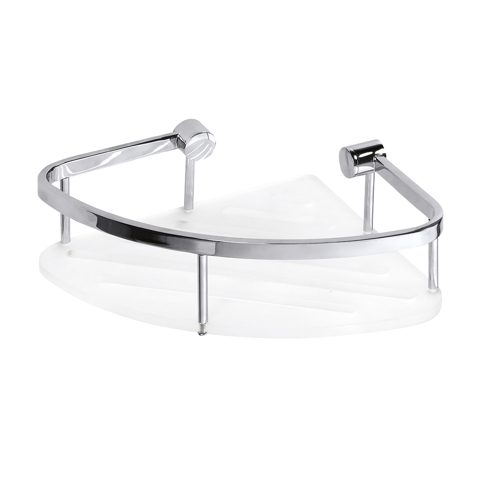 Rohová sprchová police s tyčí A, bílá