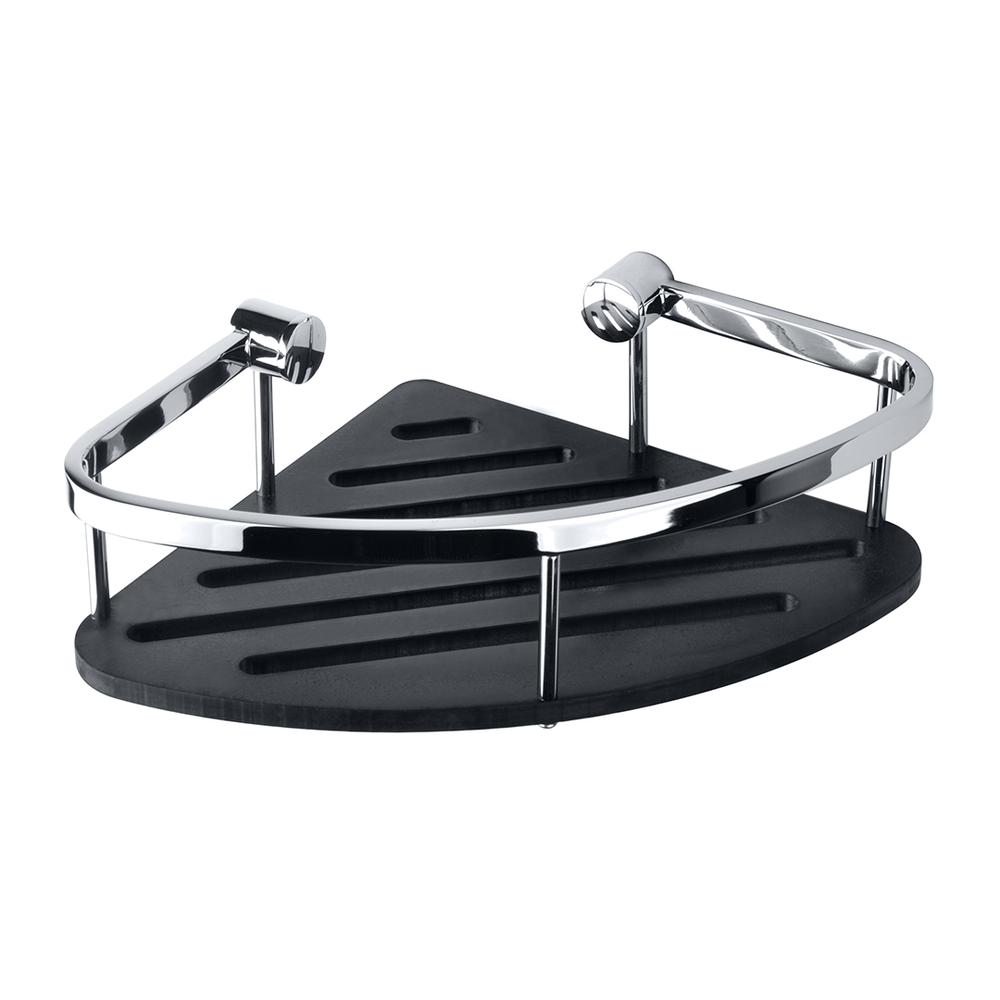 Rohová sprchová police s lištou A, černá