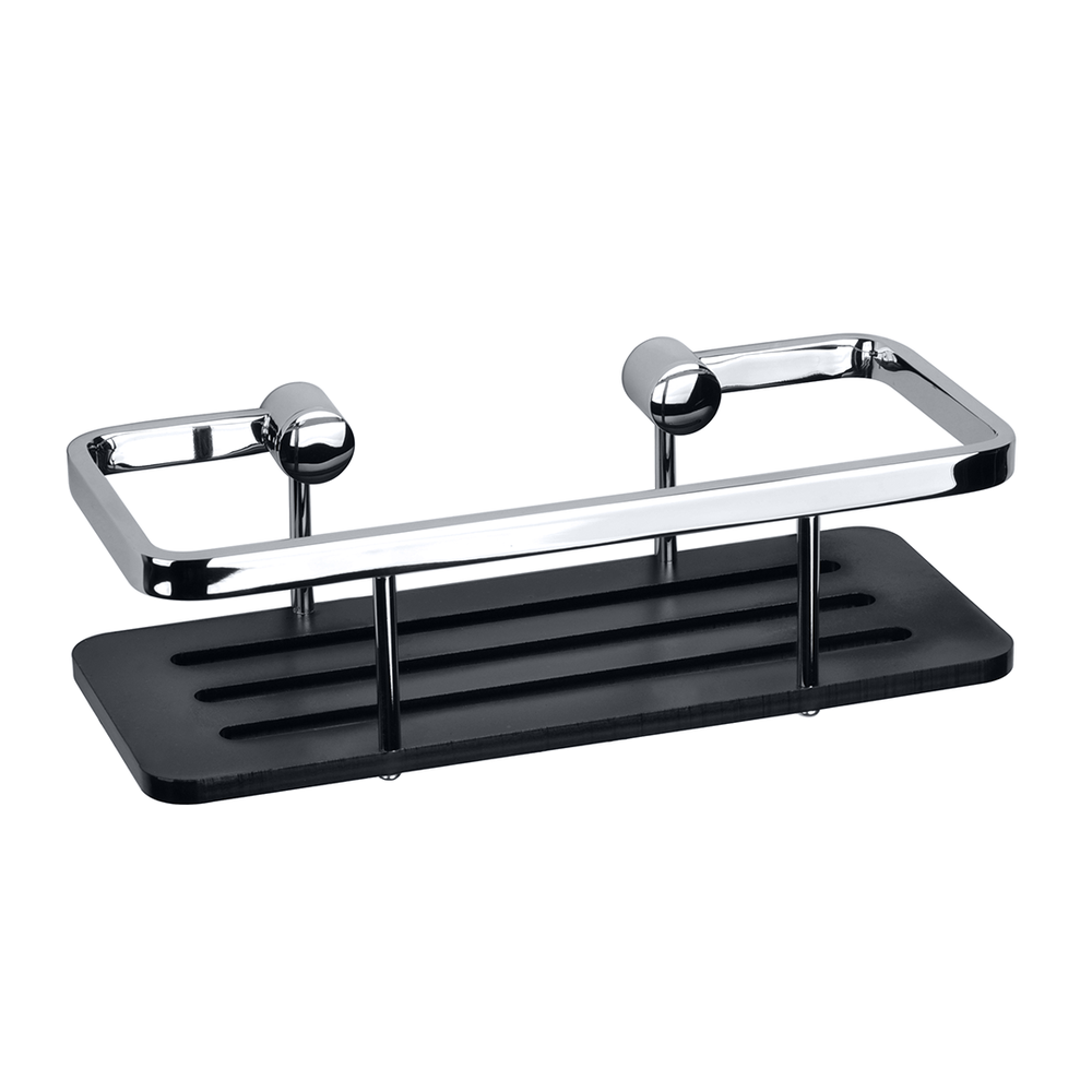 Sprchová police obdélníková s tyčí A, černá