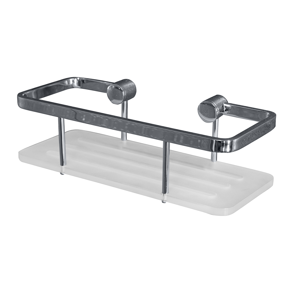 Sprchová police obdélníková s tyčí A, bílá