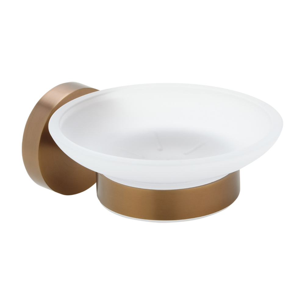 Glass soap dish, Amber