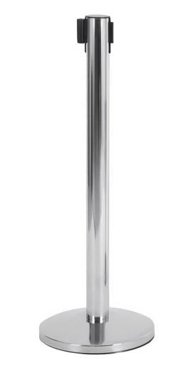 Belt barrier, stainless steel, black belt, length 2 m