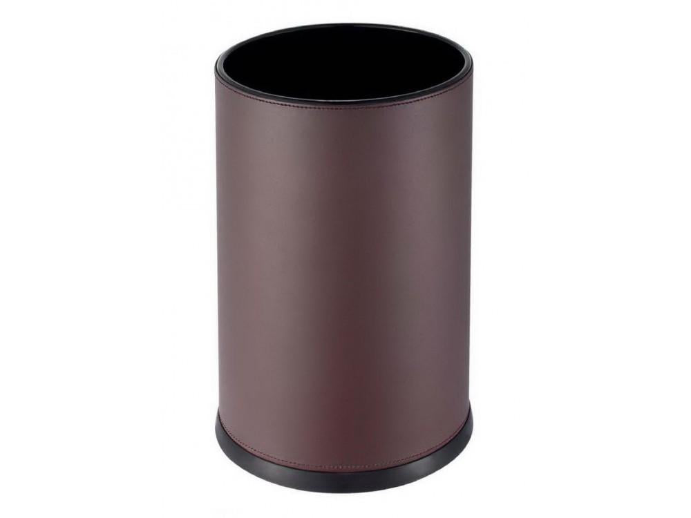 Pokojový koš kulatý, hnědá koženka, 8l