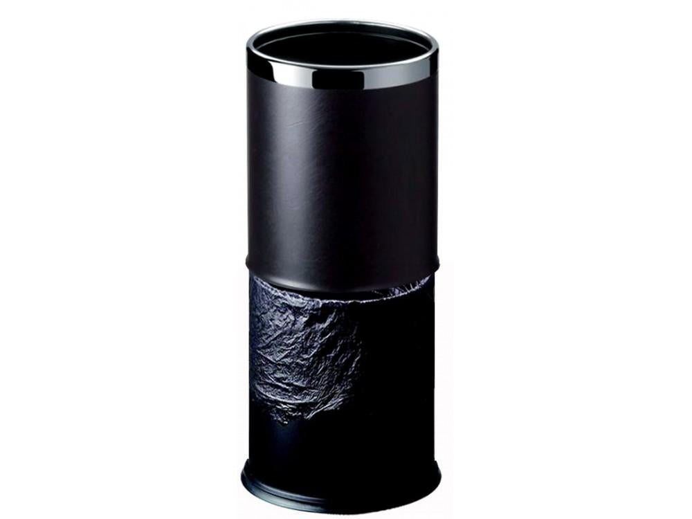 Pokojový koš, dvouplášťový, kulatý, černá koženka, 8l