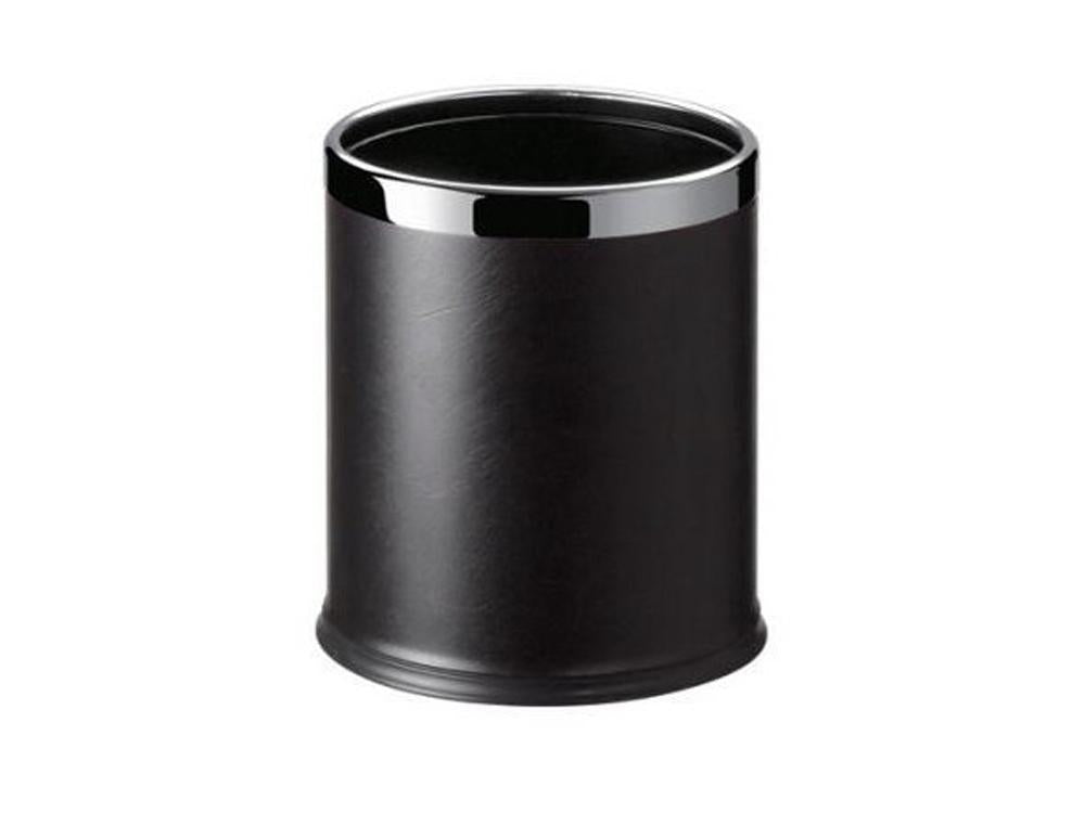 Pokojový koš, dvouplášťový, kulatý, černá koženka, 8l