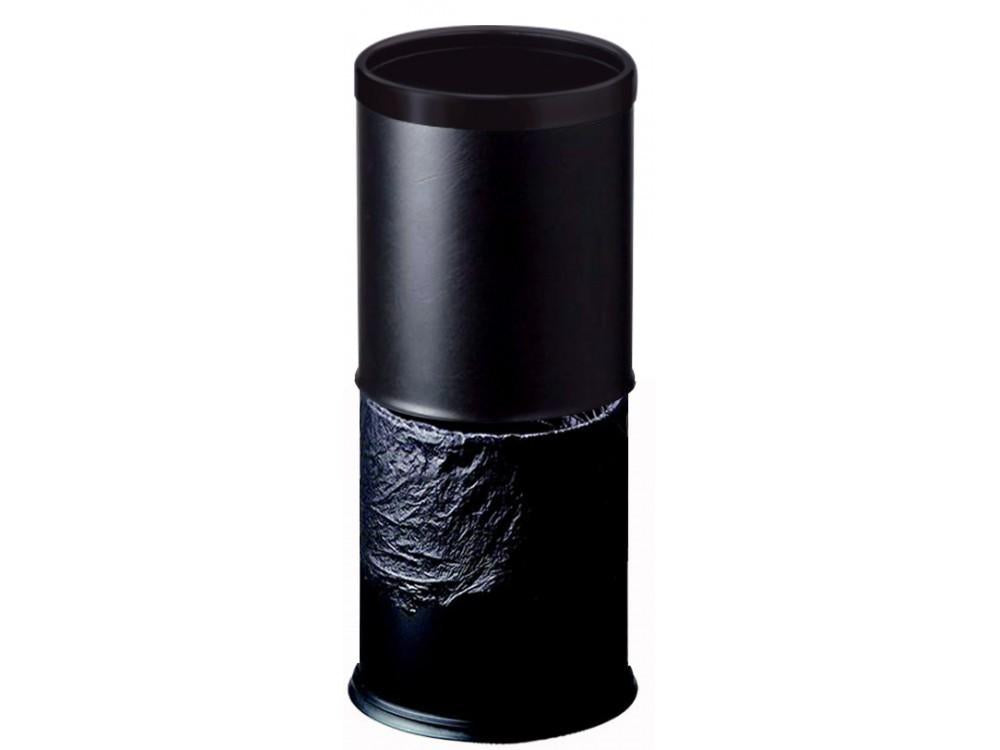 Pokojový koš, dvouplášťový, kulatý, černá koženka/černý rám, 8 l