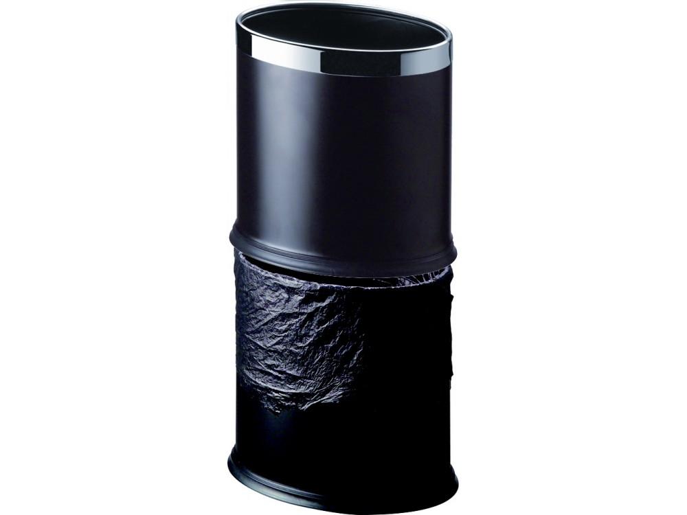 Pokojový koš, dvouplášťový, oválný, rám černá koženka/nerez, 8 l