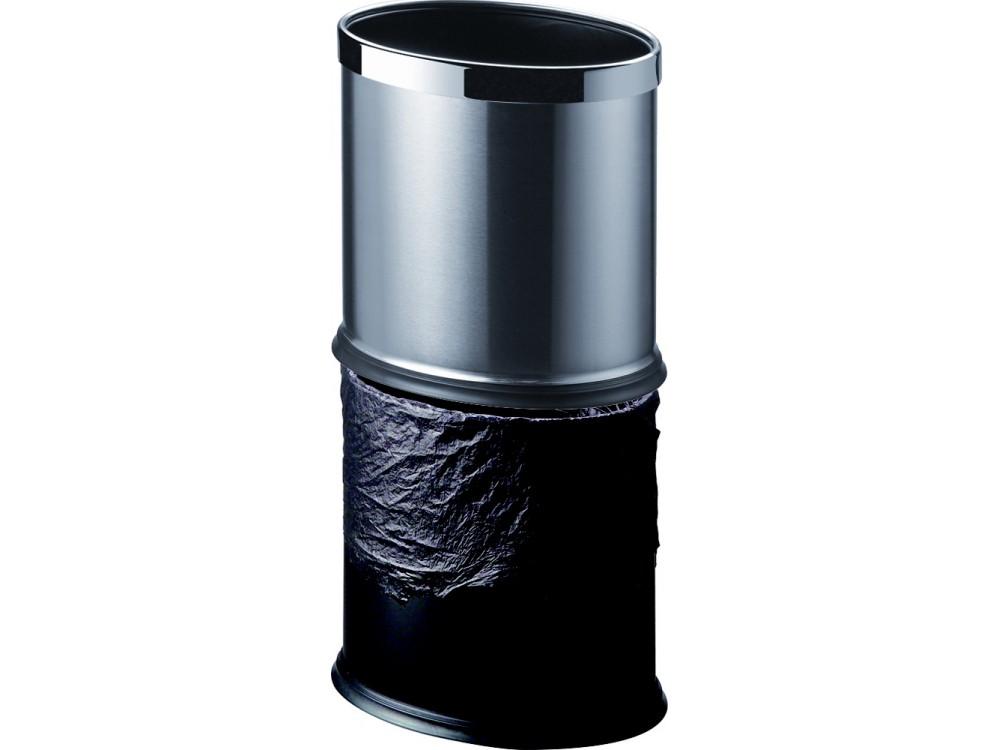 Pokojový koš, dvouplášťový, oválný, broušená nerez, 8 l