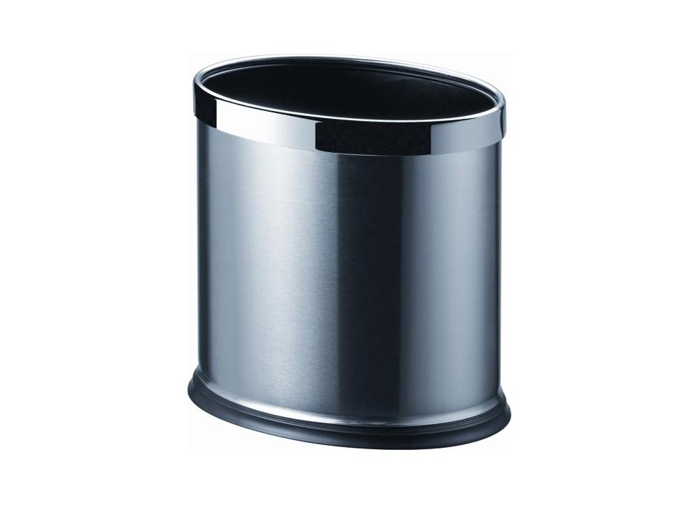 Pokojový koš, dvouplášťový, oválný, broušená nerez, 8 l
