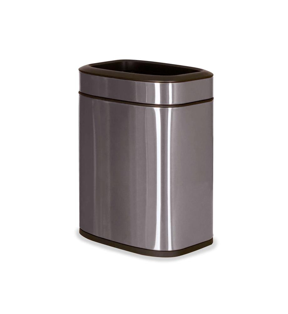 Pokojový koš, dvouplášťový, hranatý, broušená nerez, 6l