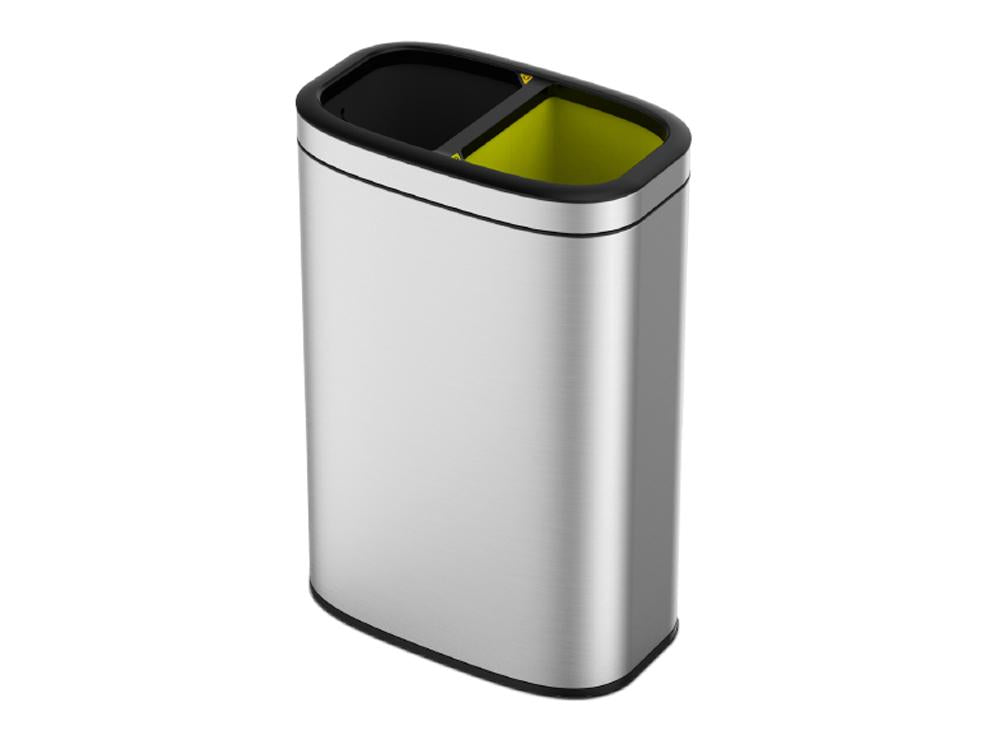 Koš pokojový, dvouplášťový, hranatý, na tříděný odpad, stříbrný, 10l