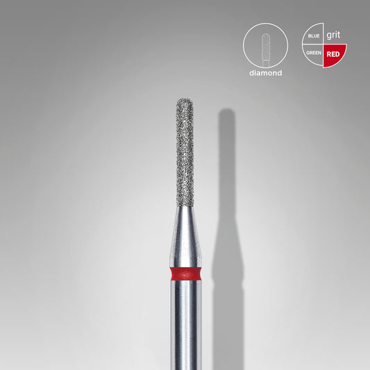 Diamond nail drill bit rounded cylinder red EXPERT head diameter 1,4 mm / working part 8 mm - STALEKS