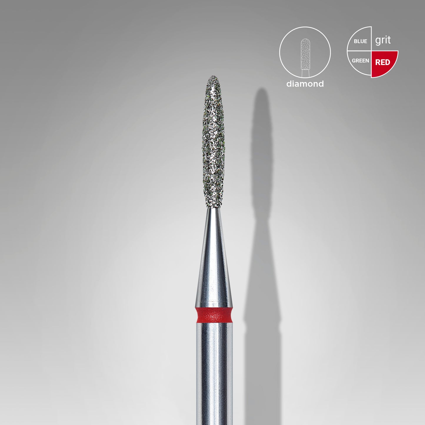 Diamond nail drill bit flame red EXPERT head diameter 1,4 mm / working part 8 mm - STALEKS