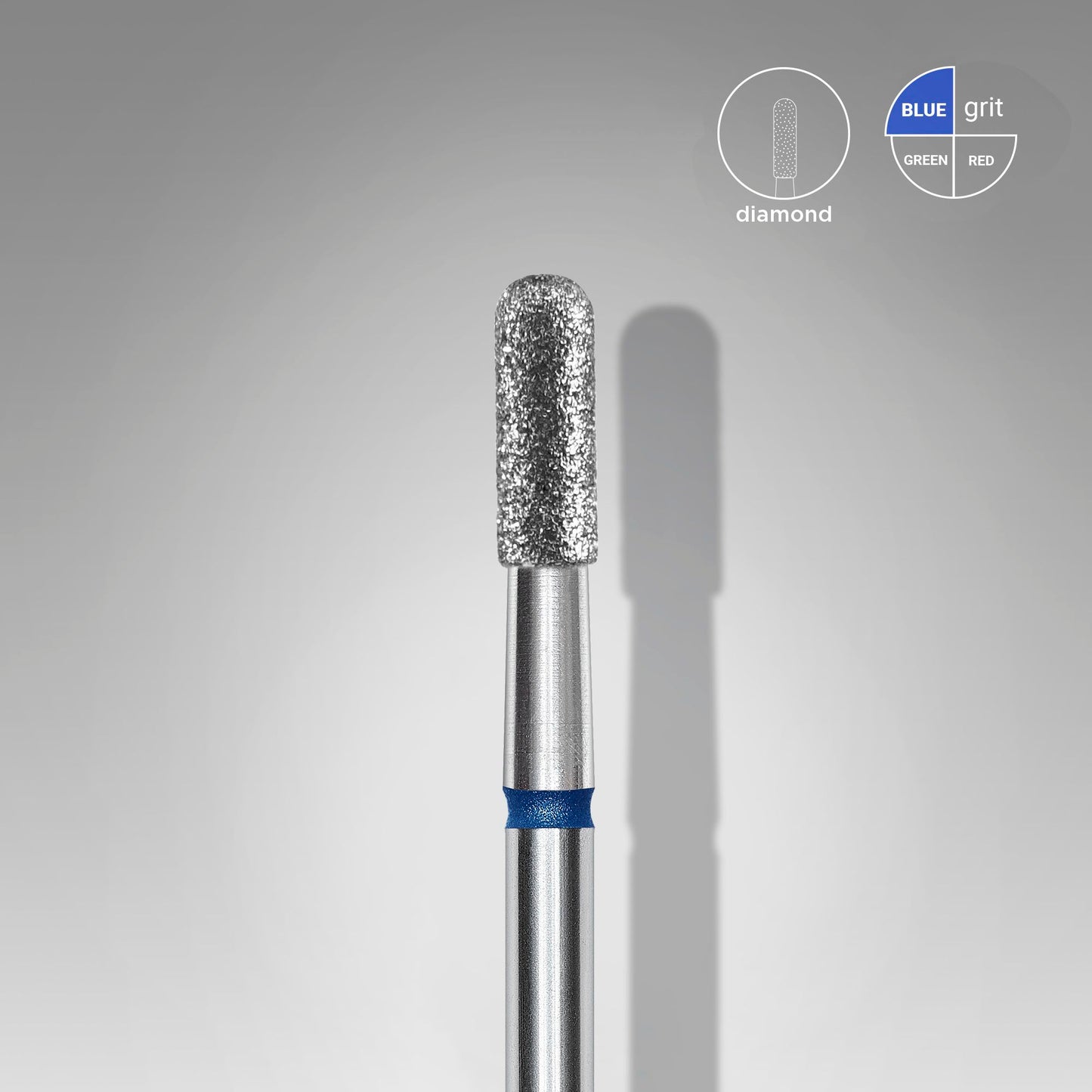 Diamond nail drill bit rounded cylinder blue EXPERT head diameter 2,3 mm / working part 6,5 mm - STALEKS