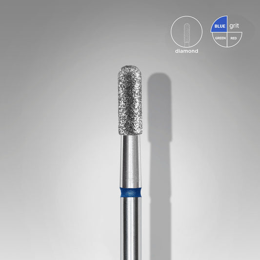 Diamond nail drill bit rounded cylinder blue EXPERT head diameter 2,3 mm / working part 6,5 mm - STALEKS