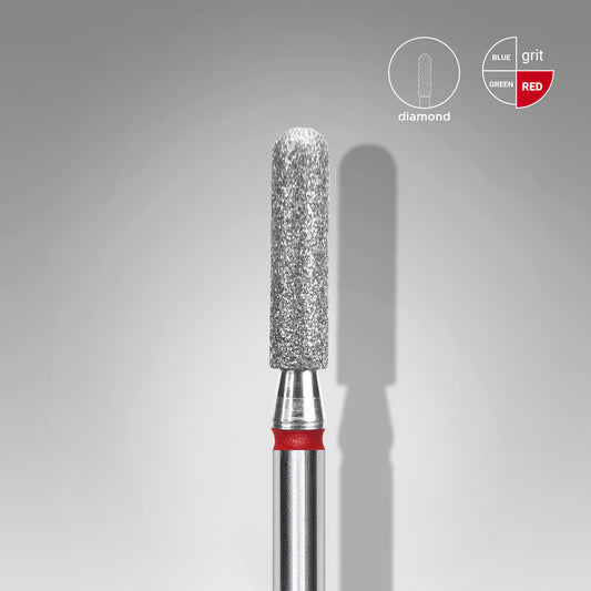 Diamantový vrták na nehty zaoblený válec červený EXPERT průměr hlavy 2,5 mm / pracovní část 10 mm - STALEKS