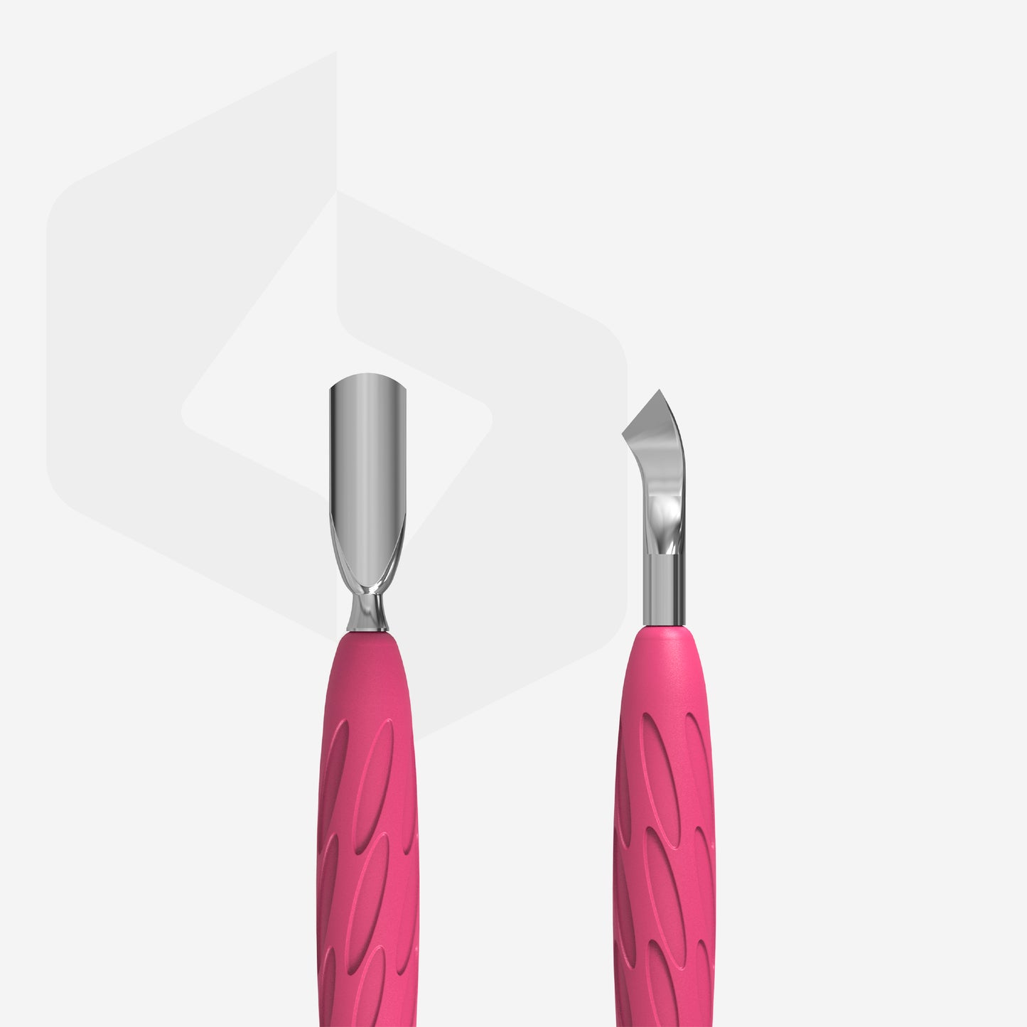 Manicure pusher Gummy with silicone handle UNIQ 10 TYPE 4.2 (rounded narrow pusher and bent blade) - STALEKS