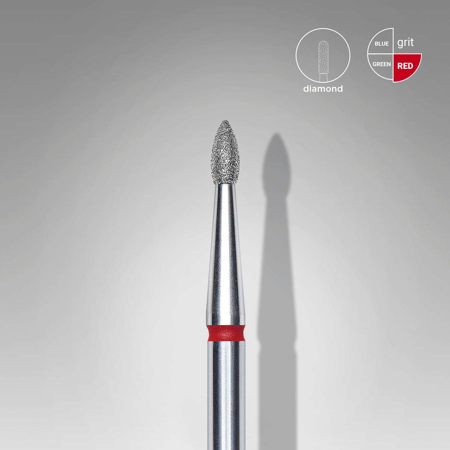 Diamantový vrták na nehty špičatý pupen červený EXPERT průměr hlavy 1,8 mm / pracovní část 4 mm - STALEKS