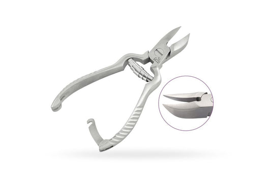 Kleštičky na nehty na nohou, konkávní, s pružinovým zapínáním a bezpečnostním háčkem - břit 18 mm - TRON