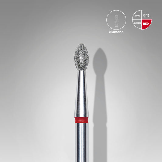 Diamond nail drill bit pointed bud red EXPERT head diameter 2,5 mm / working part 4,5 mm - STALEKS
