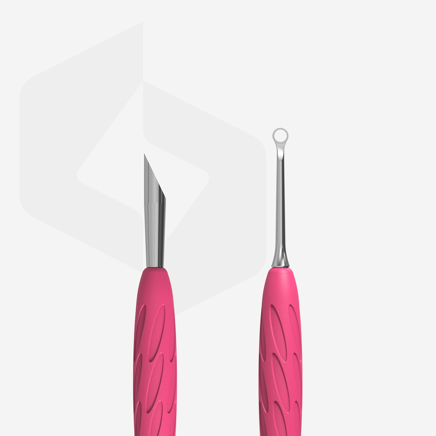 Manicure pusher Gummy with silicone handle UNIQ 11 TYPE 2 (beveled and loop pusher) - STALEKS