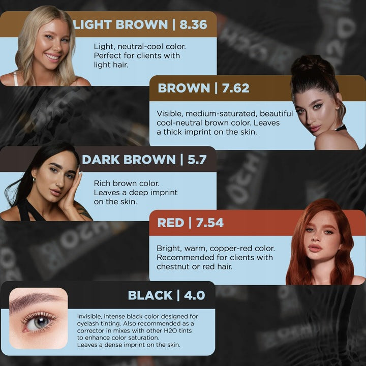 Eyebrow and eyelash dye OKO Liquid Hybrid Tint H2O 5.7 Dark Brown, 15 ml