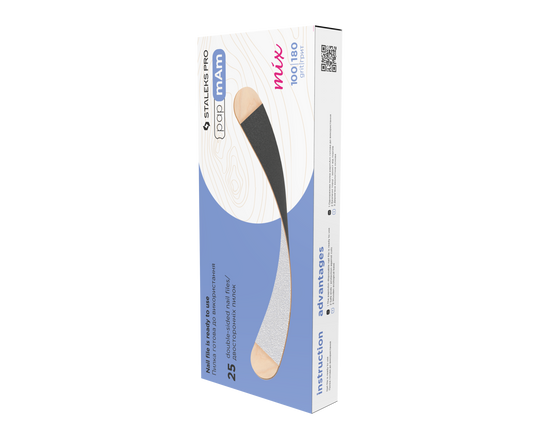 Disposable double-sided files papmAm Mix EXPERT 22 on a wooden base 100/180 grit (25 pcs) - STALEKS