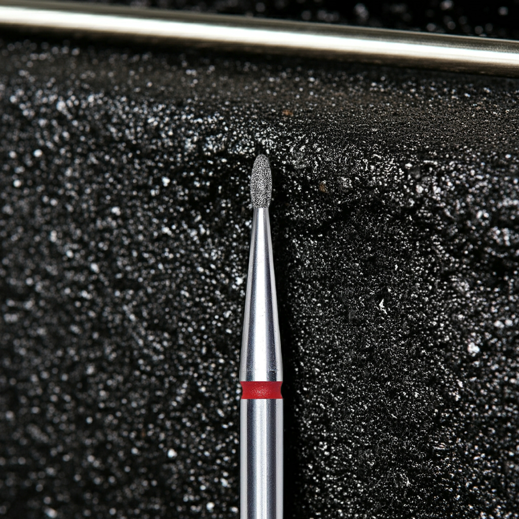 Diamantový vrták na nehty zaoblený pupen červený EXPERT průměr hlavy 1,2 mm / pracovní část 3 mm - STALEKS