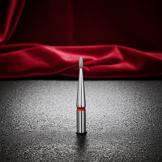 Diamond nail drill bit rounded bud red EXPERT head diameter 1,2 mm / working part 3 mm - STALEKS