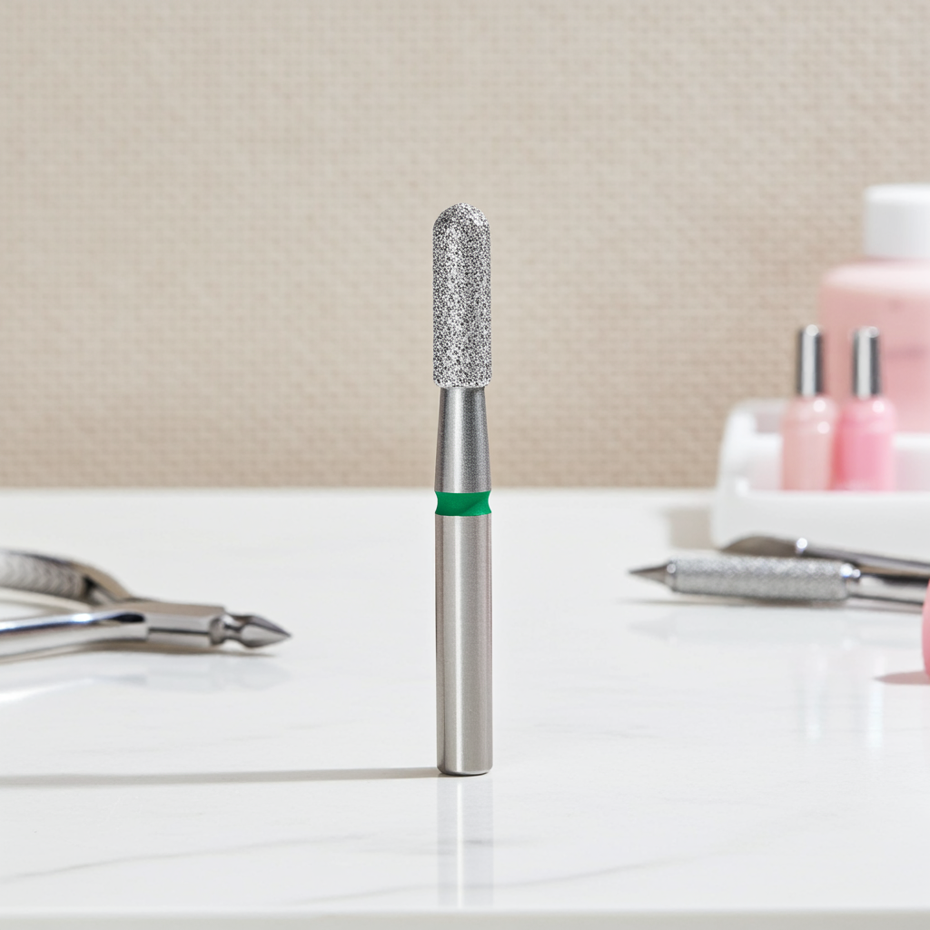 Diamantový vrták na nehty zaoblený válec zelený EXPERT průměr hlavy 2,3 mm / pracovní část 8 mm - STALEKS