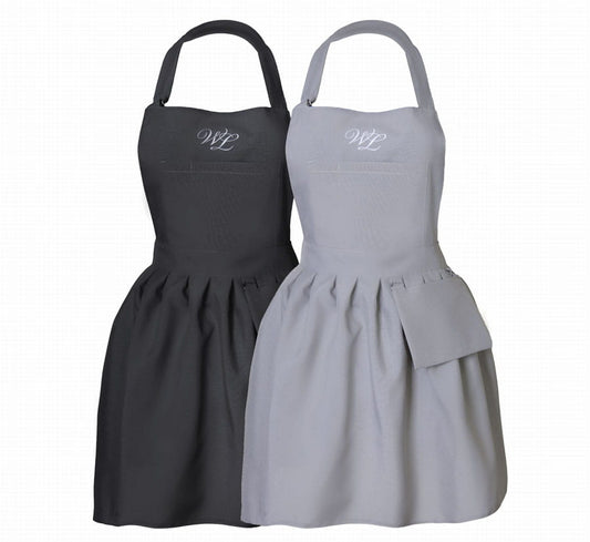 Apron with ruffle hem grey