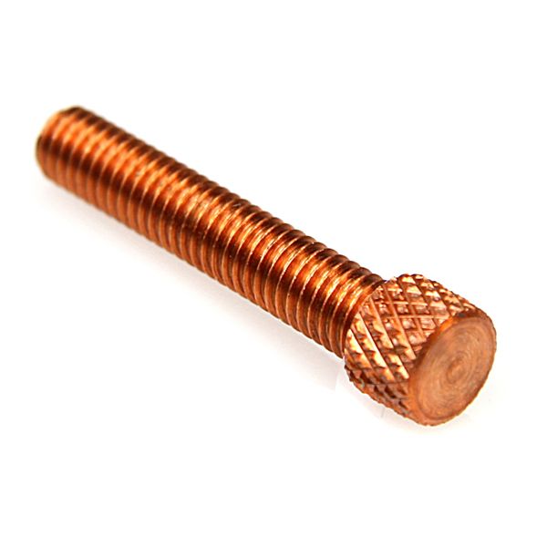 Měděný kontaktní šroub s dvojitým vroubkováním, krátký, 8-32 x 1"