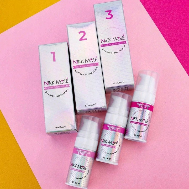 Nikk Mole Augenbrauen- und Wimpernlaminierungsset Nr. 1, 2, 3 je 10 ml