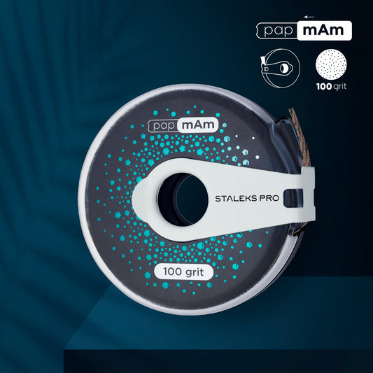 Disposable abrasive tape papmAm EXCLUSIVE 100 grit in a plastic case - STALEKS
