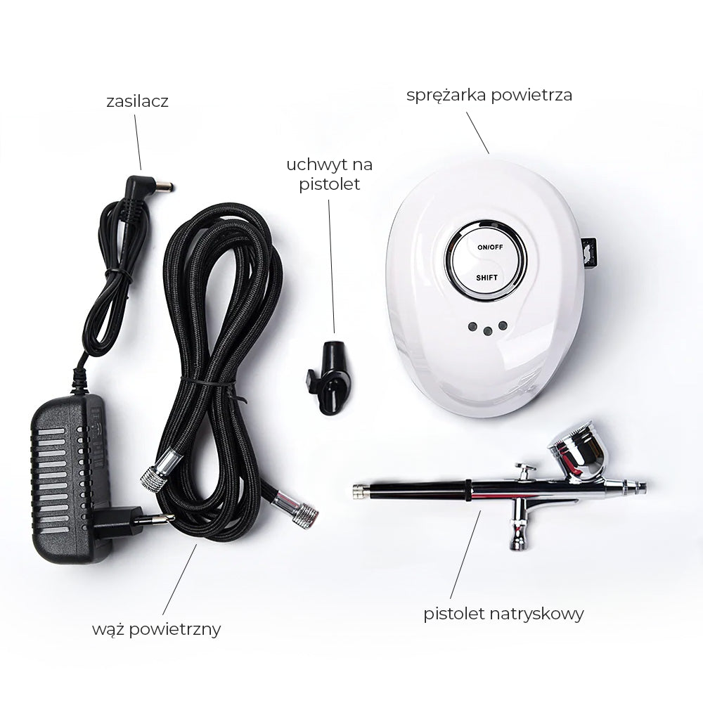 Airbrush/aerograph with compressor - white