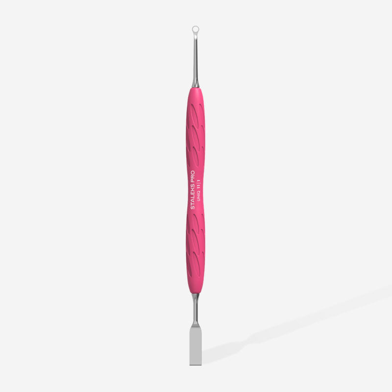 Manicure pusher Gummy with silicone handle UNIQ 11 TYPE 1 (straight flat and loop pusher) - STALEKS
