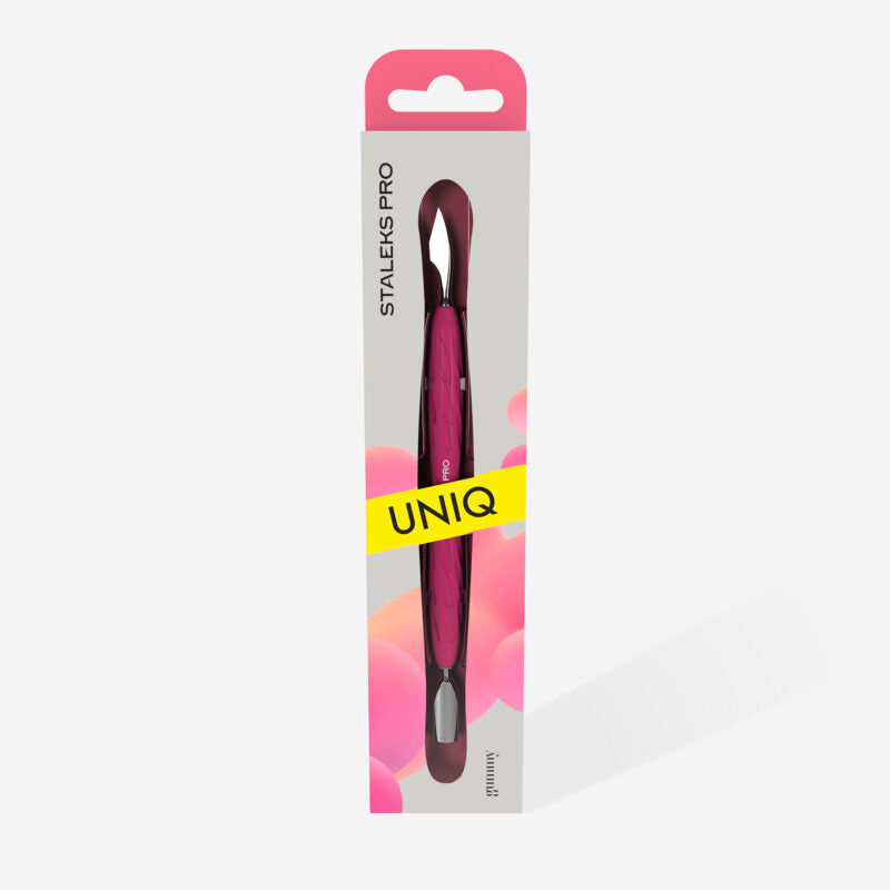 Manicure pusher Gummy with silicone handle UNIQ 10 TYPE 3 (rounded narrow pusher and cleaner) - STALEKS