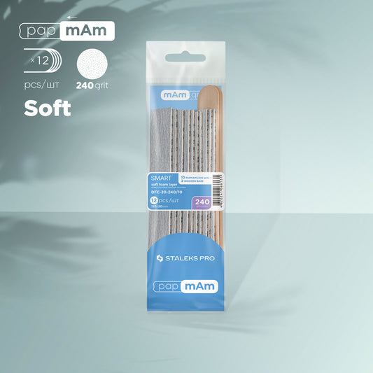 Disposable files papmAm on soft foam layer 240 grit (10 pcs) and a wooden base (2 pcs) SMART 20 - STALEKS