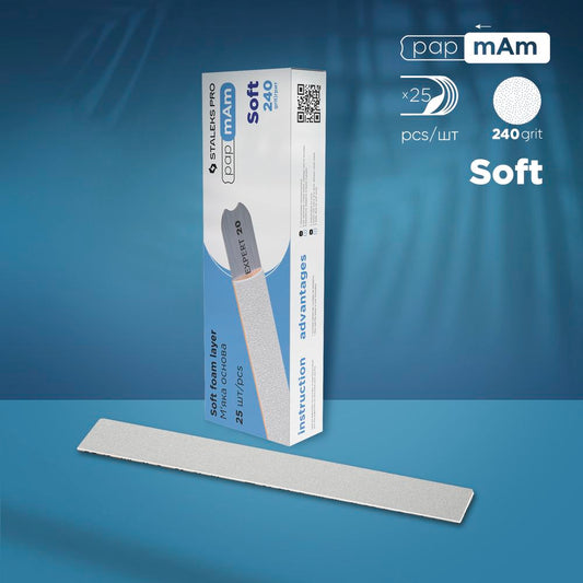 Disposable white files papmAm on soft foam layer EXPERT 20 240 grit (25 pcs) - STALEKS