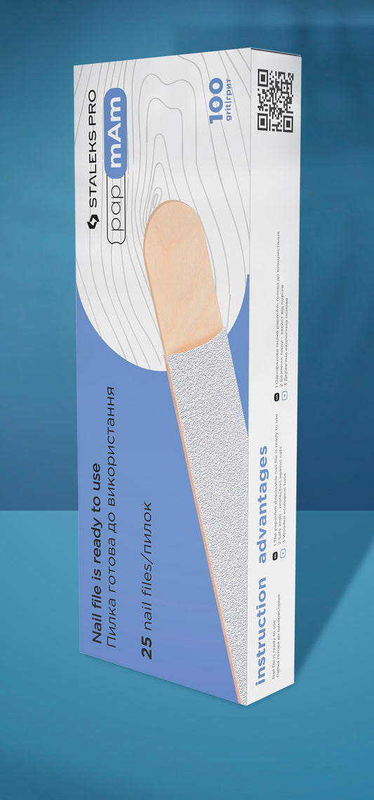 Disposable white files papmAm on a wooden base EXPERT 22 100 grit (25 pcs) - STALEKS