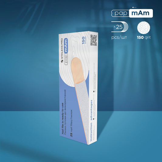 Disposable white files papmAm on a wooden base EXPERT 22 150 grit (25 pcs) - STALEKS