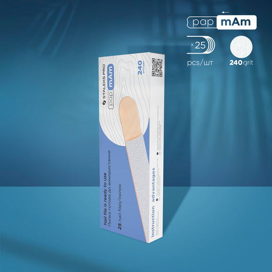 Disposable white files papmAm on a wooden base EXPERT 22 240 grit (25 pcs) - STALEKS