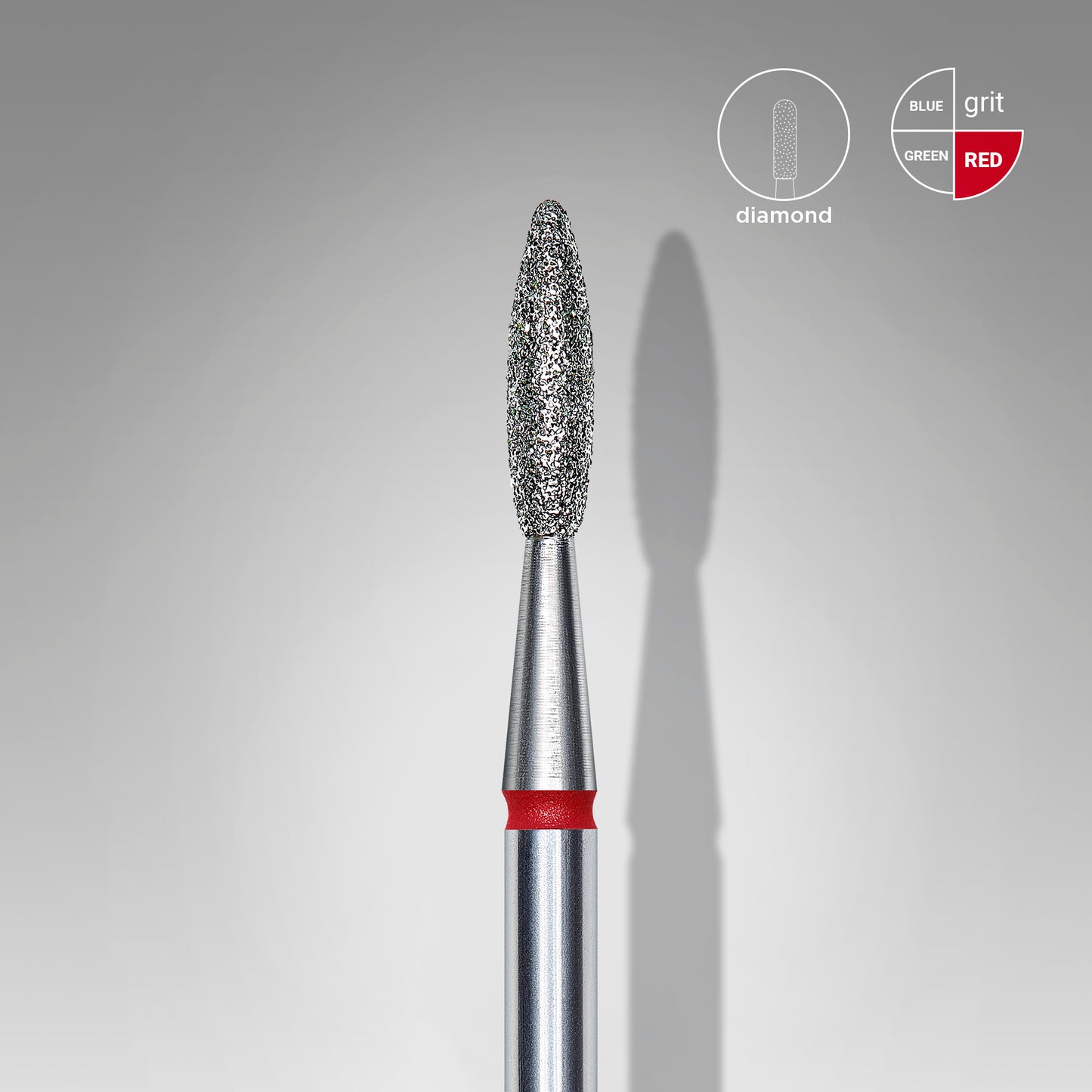Diamond nail drill bit flame red EXPERT head diameter 2,1 mm / working part 8 mm - STALEKS