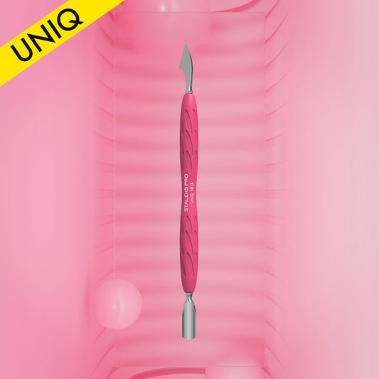 Manicure pusher Gummy with silicone handle UNIQ 10 TYPE 3 (rounded narrow pusher and cleaner) - STALEKS