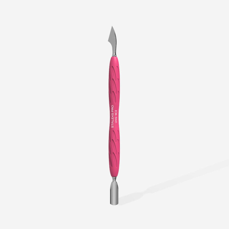 Manicure pusher Gummy with silicone handle UNIQ 10 TYPE 3 (rounded narrow pusher and cleaner) - STALEKS